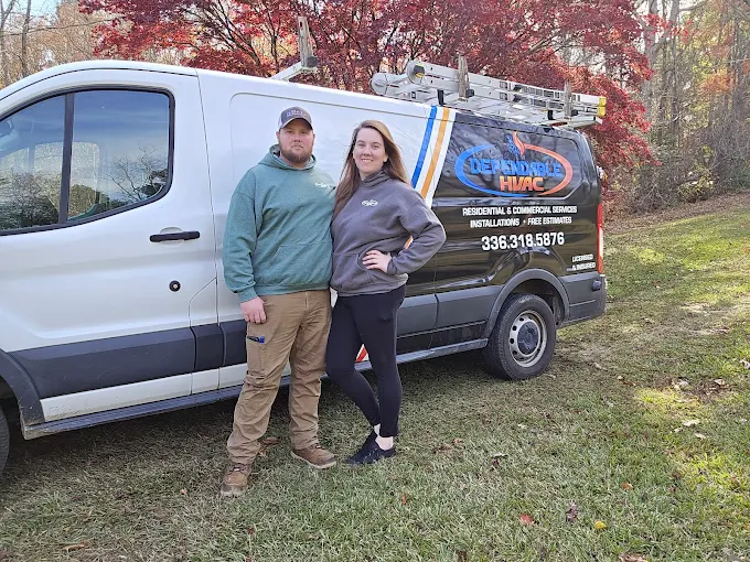 Dependable HVAC team with service van in Mount Gilead NC